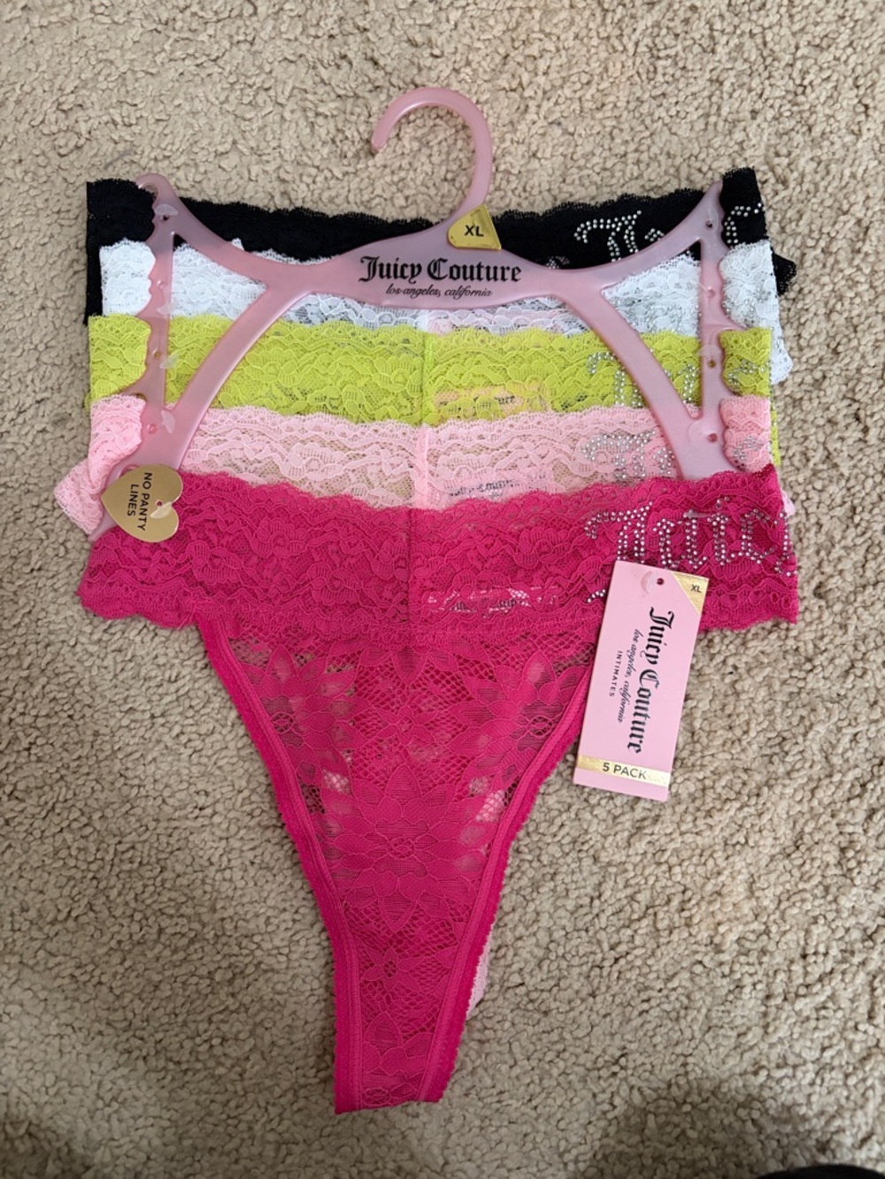 Juicy Couture Lace Thong 5-Pack - SIZE XL NWT